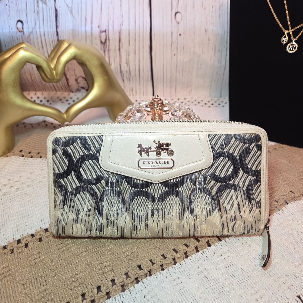 Coach Women's White with Blue Ombre Accents Wallet